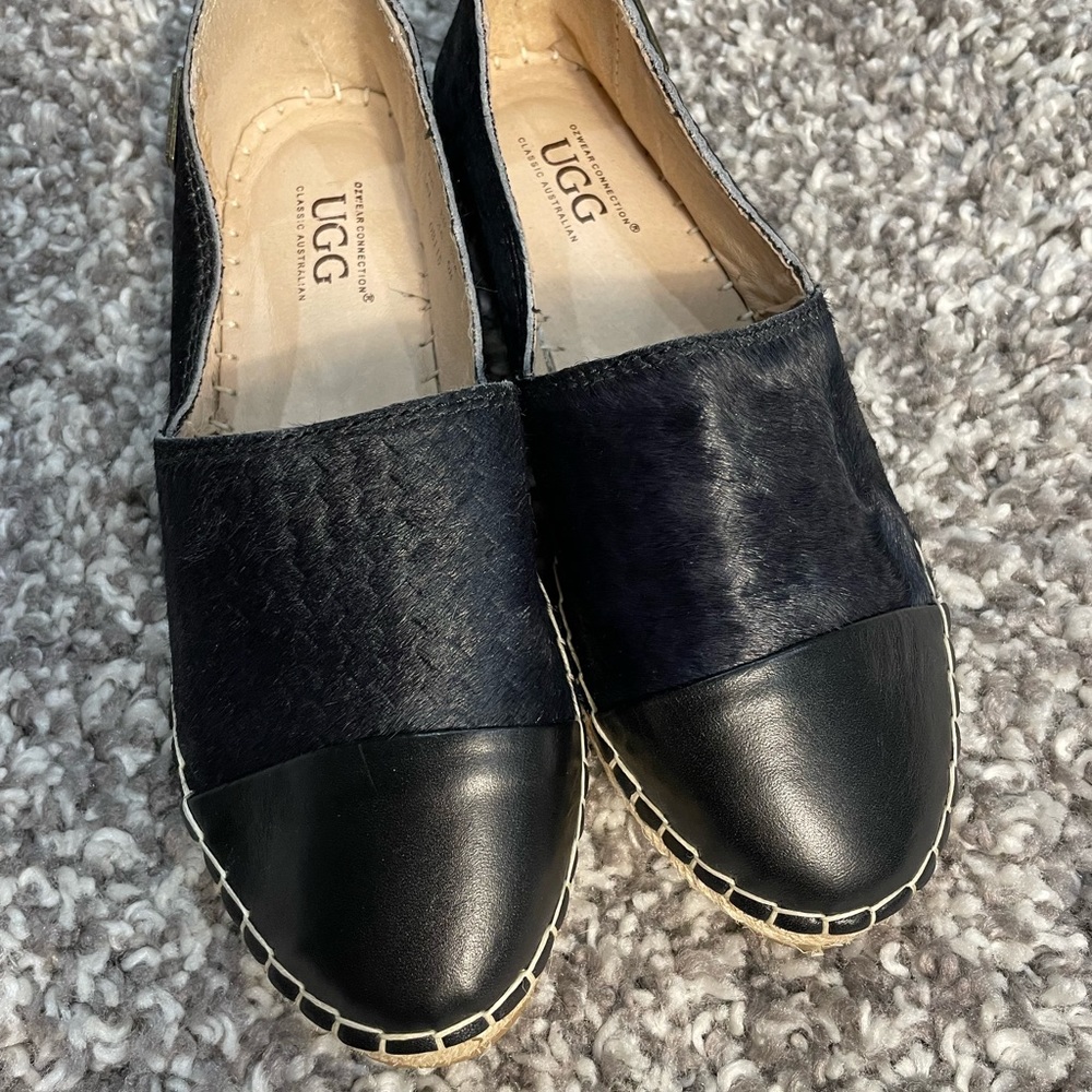 UGG leather women's pony calfskin espadrilles moccasins flats US size 6B